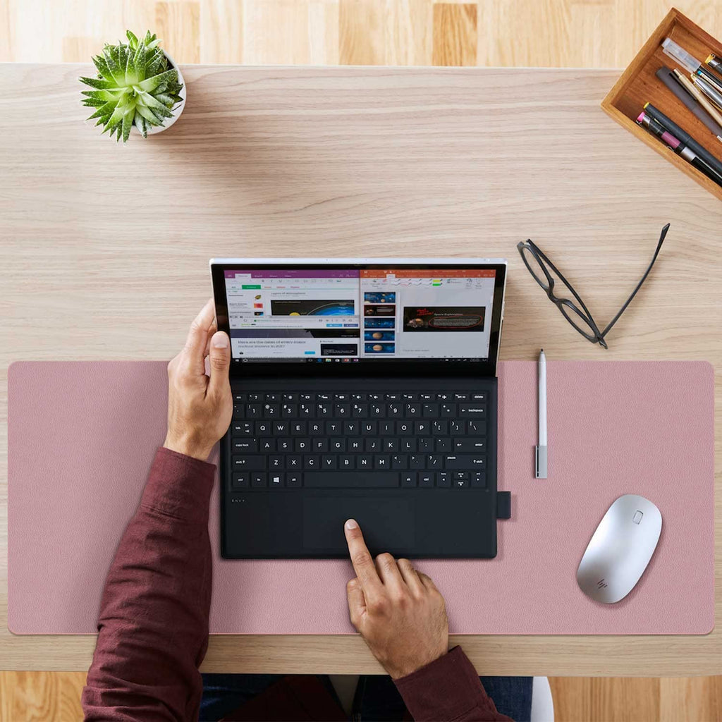 Double-Sided PU Leather Desk Pad - Non-Slip Large Mouse Pad & Desk Mat for Office, Home - Waterproof, Easy to Clean, Durable Dual-Sided Surface (23.6"X13.7", Purple)