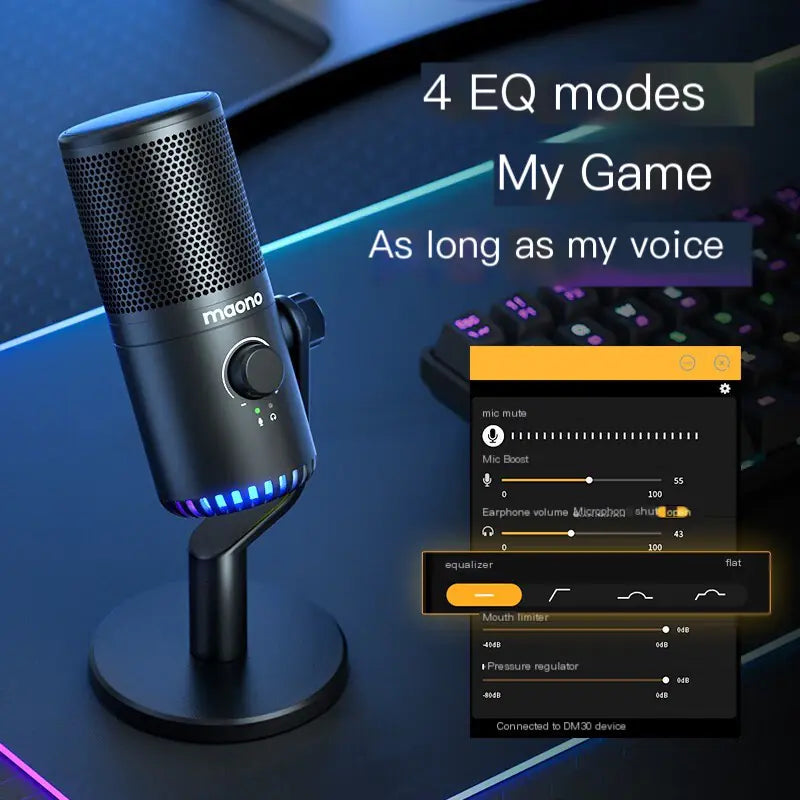 DM30 Gaming Microphone with Noise Reduction for Streaming